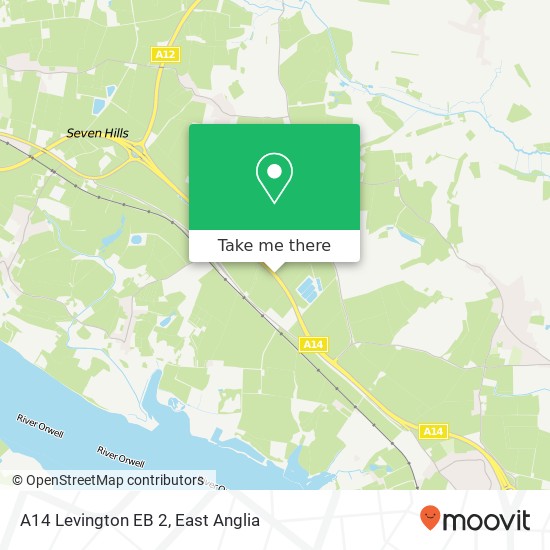 A14 Levington EB 2, A14 Levington Ipswich IP10 0 map