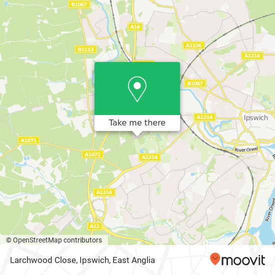 Larchwood Close, Ipswich map