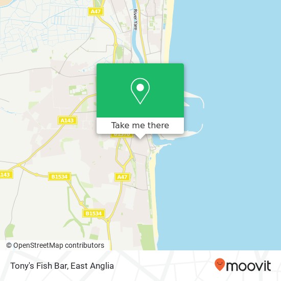 Tony's Fish Bar, 81 Lower Cliff Road Gorleston Great Yarmouth NR31 6AZ map