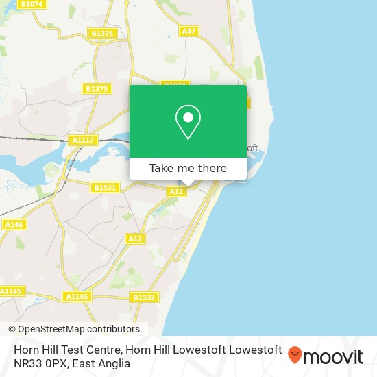 Horn Hill Test Centre, Horn Hill Lowestoft Lowestoft NR33 0PX map