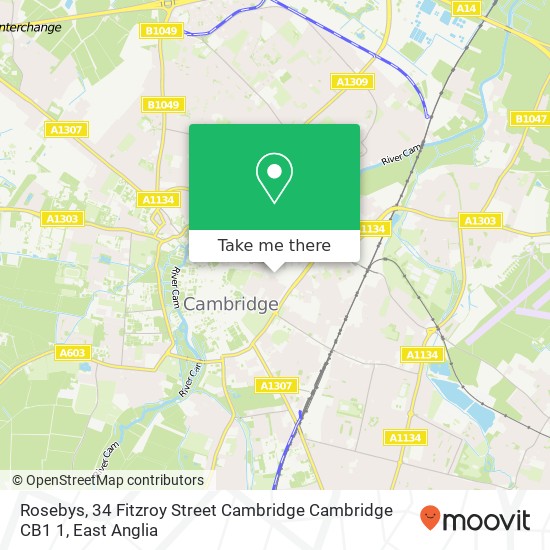 Rosebys, 34 Fitzroy Street Cambridge Cambridge CB1 1 map