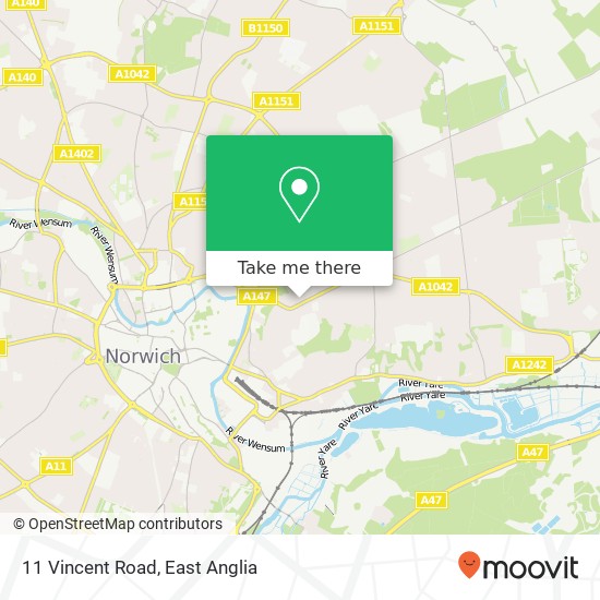 11 Vincent Road, Norwich Norwich map