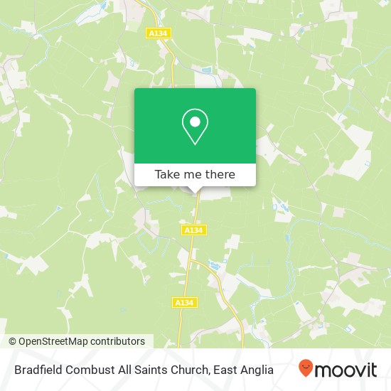 Bradfield Combust All Saints Church map