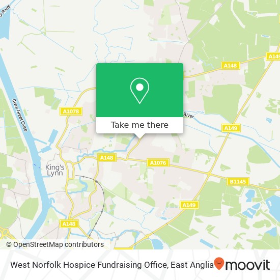 West Norfolk Hospice Fundraising Office map