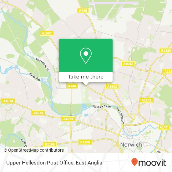 Upper Hellesdon Post Office map