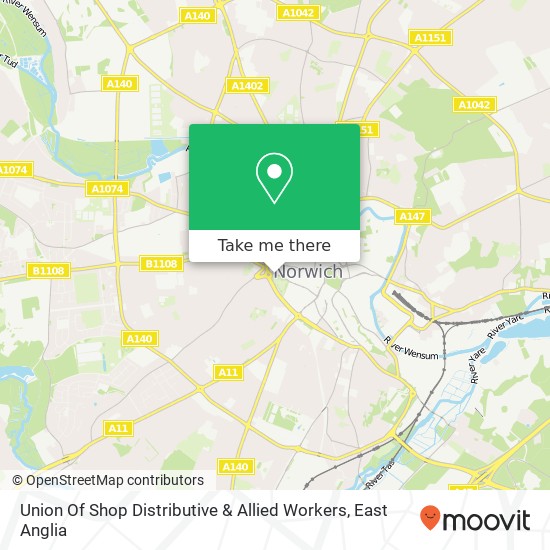 Union Of Shop Distributive & Allied Workers map