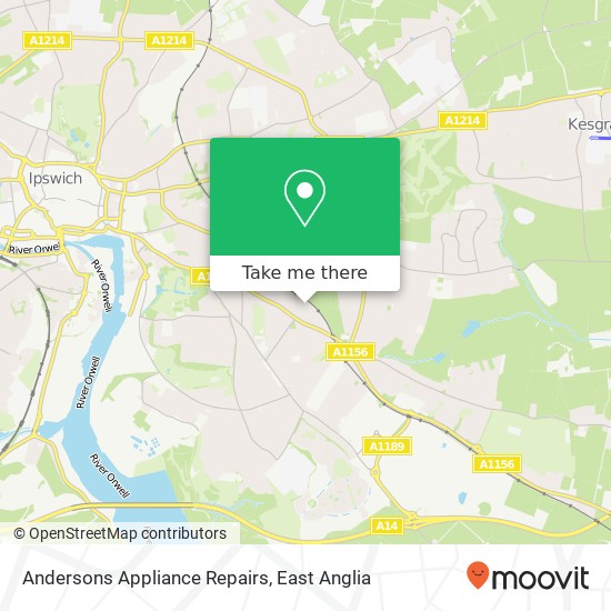 Andersons Appliance Repairs map