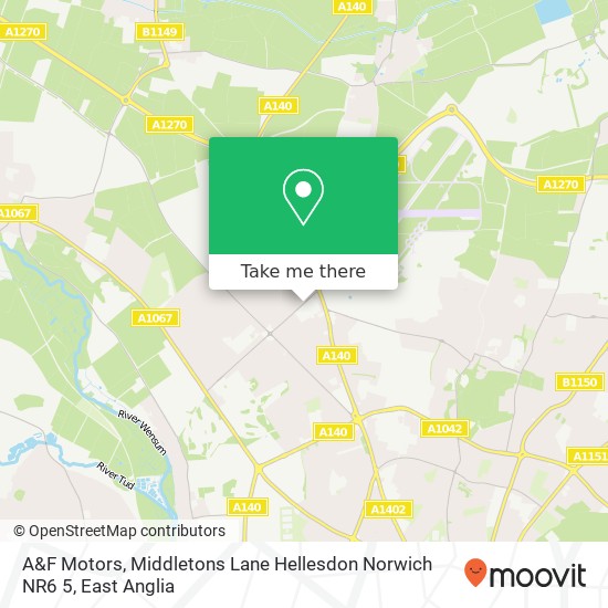 A&F Motors, Middletons Lane Hellesdon Norwich NR6 5 map