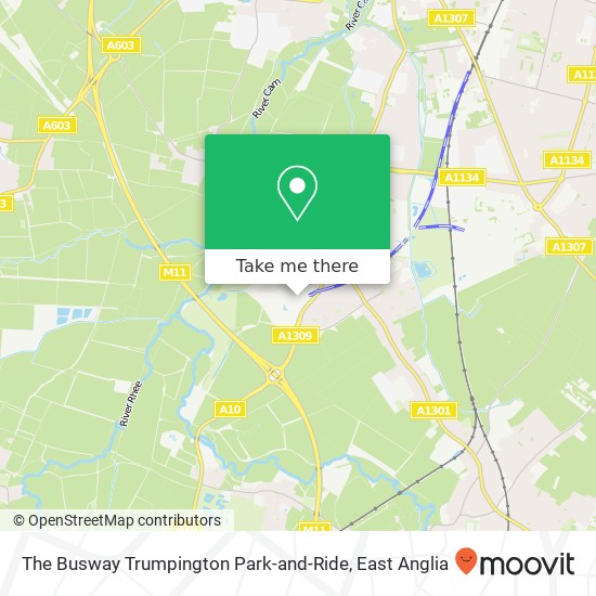 The Busway Trumpington Park-and-Ride map