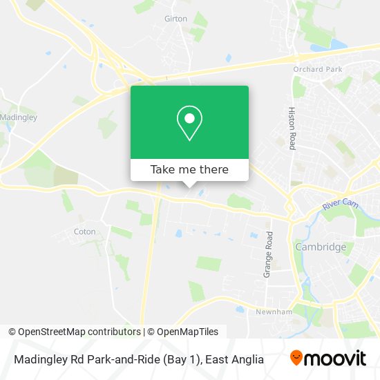 Madingley Rd Park-and-Ride (Bay 1) map