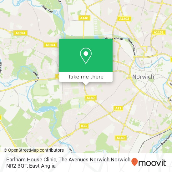 Earlham House Clinic, The Avenues Norwich Norwich NR2 3QT map