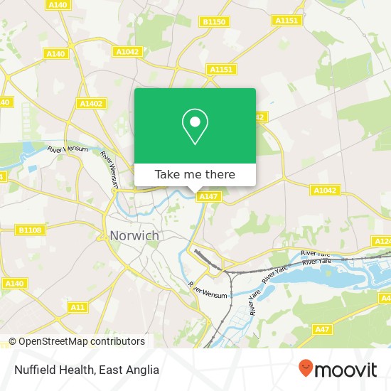 Nuffield Health, Norwich Norwich map