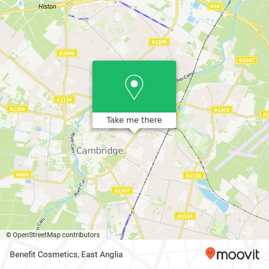 Benefit Cosmetics, East Road Cambridge Cambridge CB1 1 map