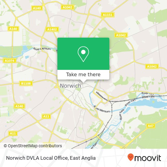 Norwich DVLA Local Office map