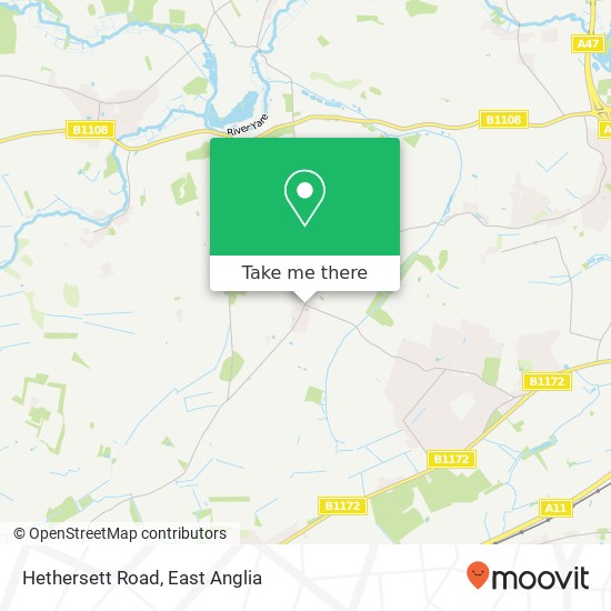 Hethersett Road, Great Melton Norwich map