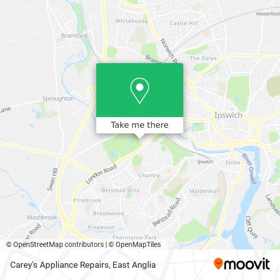 Carey's Appliance Repairs map