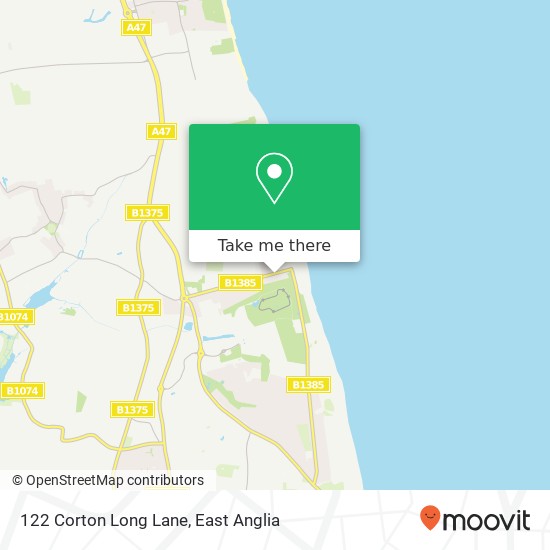 122 Corton Long Lane, Corton Lowestoft map