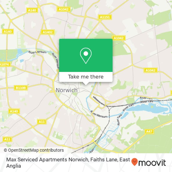 Max Serviced Apartments Norwich, Faiths Lane, St Faiths Lane Norwich Norwich NR1 1 map