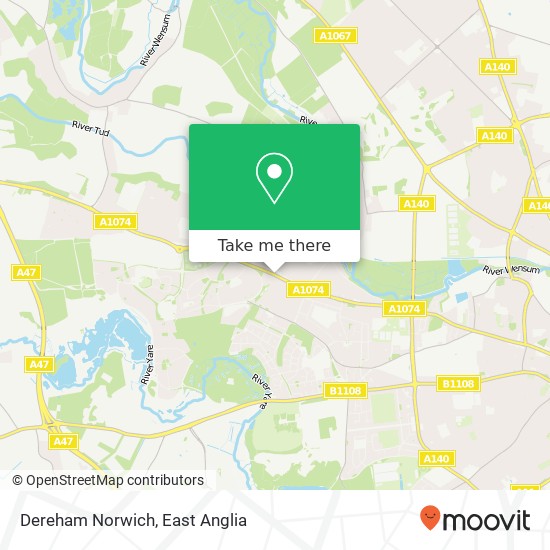 Dereham Norwich, New Costessey Norwich map