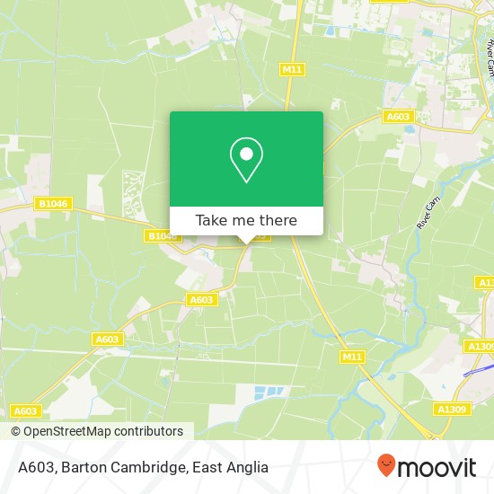 A603, Barton Cambridge map