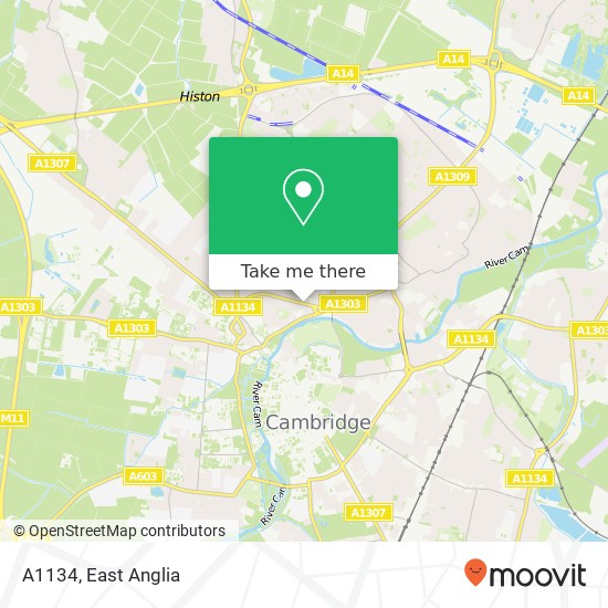 A1134, Cambridge Cambridge map