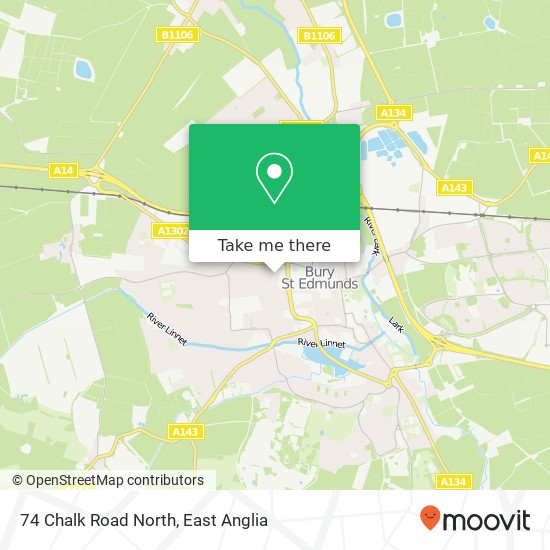 74 Chalk Road North, Bury St Edmunds Bury St Edmunds map