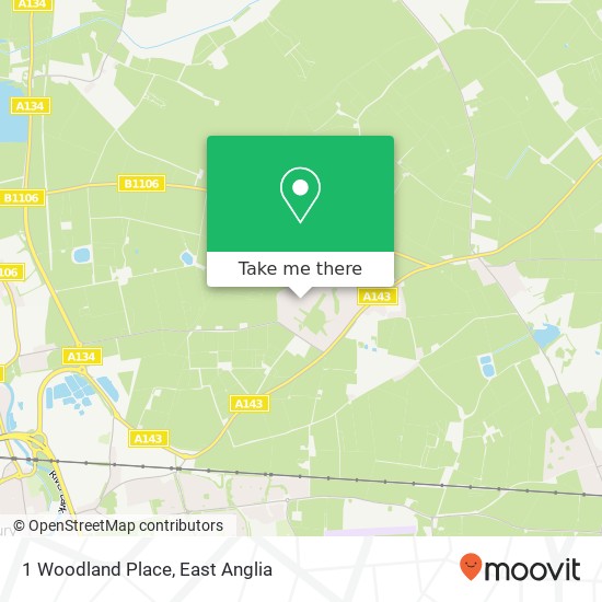 1 Woodland Place, Great Barton Bury St Edmunds map
