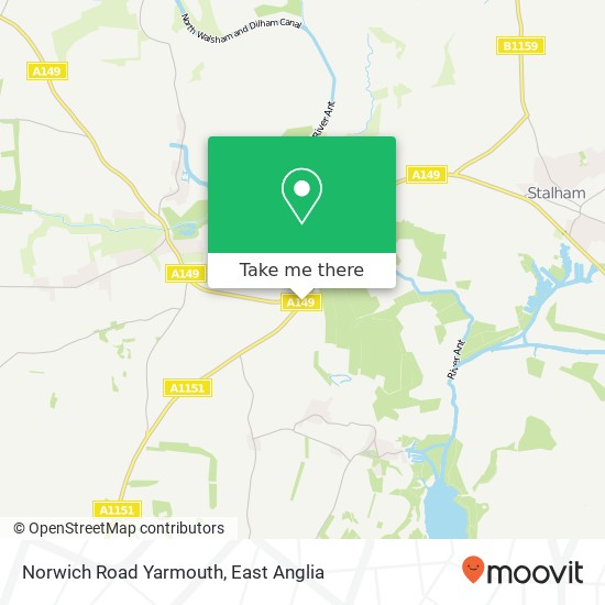 Norwich Road Yarmouth, Smallburgh Norwich map