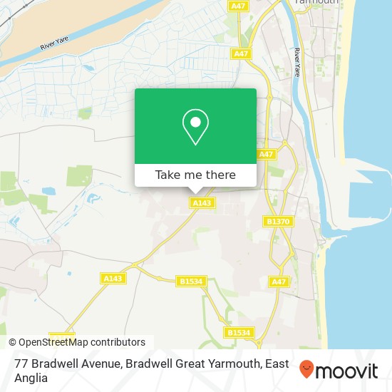 77 Bradwell Avenue, Bradwell Great Yarmouth map