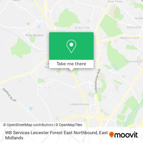 WB Services Leicester Forest East Northbound map