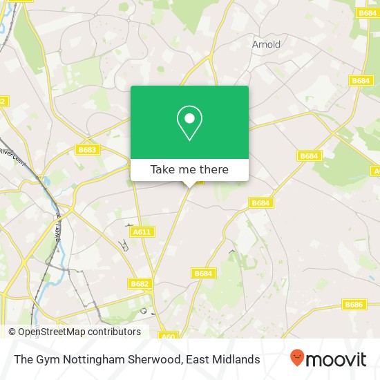 The Gym Nottingham Sherwood map