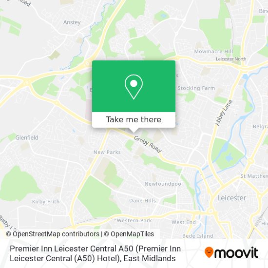 Premier Inn Leicester Central A50 (Premier Inn Leicester Central (A50) Hotel) map