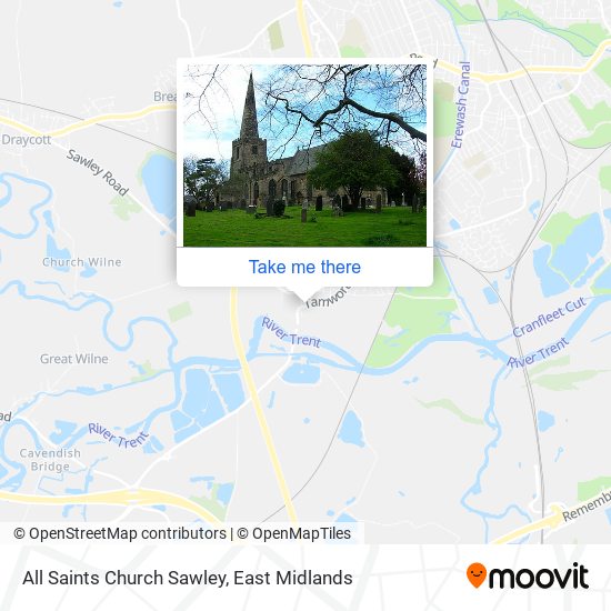 All Saints Church Sawley map