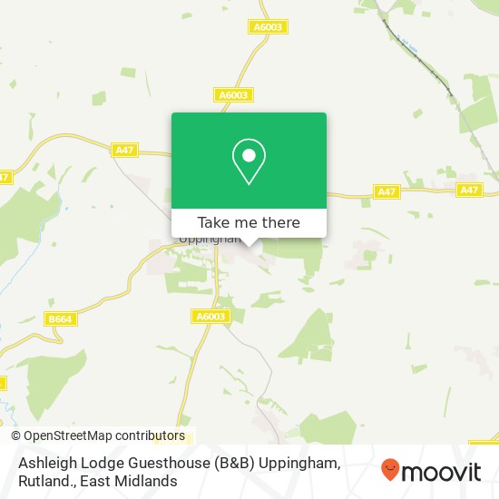 Ashleigh Lodge Guesthouse (B&B) Uppingham, Rutland. map