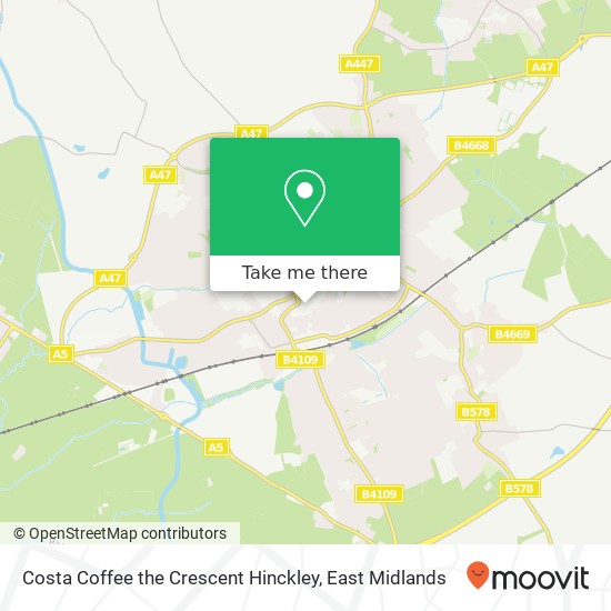 Costa Coffee the Crescent Hinckley map