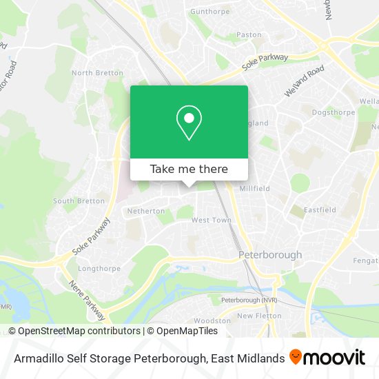 Armadillo Self Storage Peterborough map