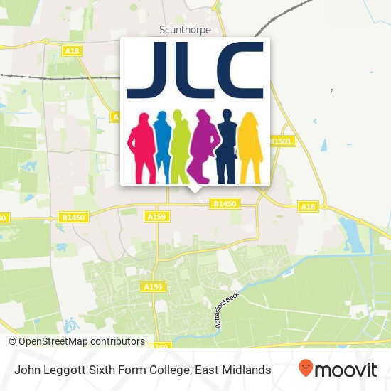 John Leggott Sixth Form College map