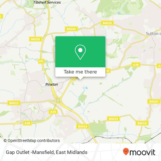 Gap Outlet -Mansfield map