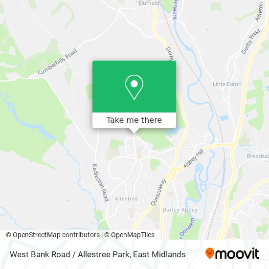 West Bank Road / Allestree Park map