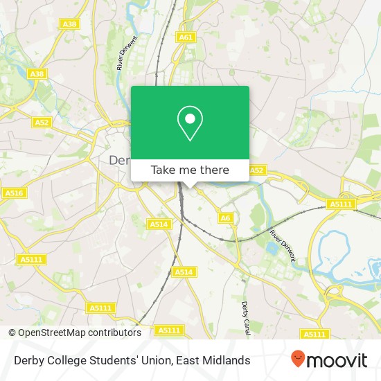 Derby College Students' Union map