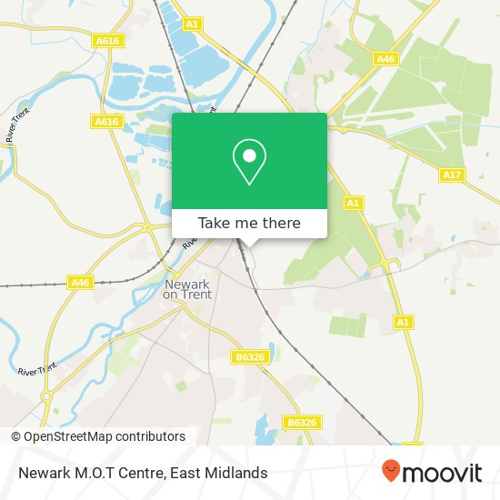 Newark M.O.T Centre map