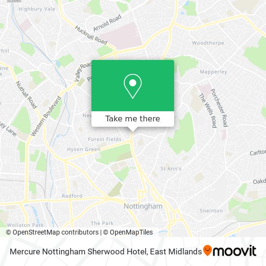 Mercure Nottingham Sherwood Hotel map