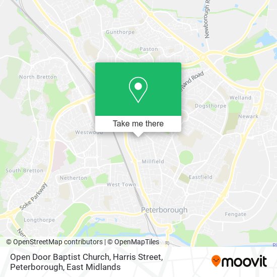 Open Door Baptist Church, Harris Street, Peterborough map