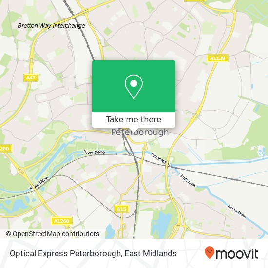 Optical Express Peterborough map