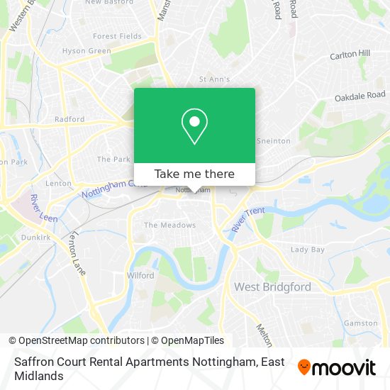 Saffron Court Rental Apartments Nottingham map