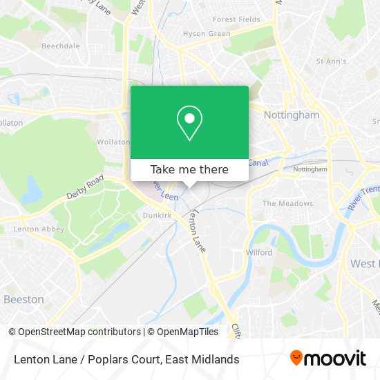 Lenton Lane / Poplars Court map