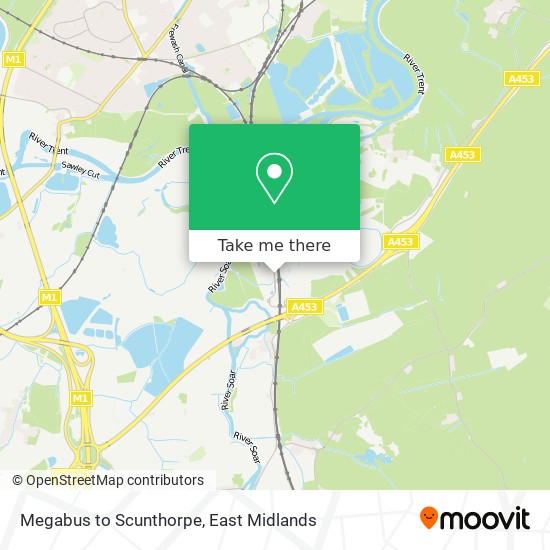 Megabus to Scunthorpe map