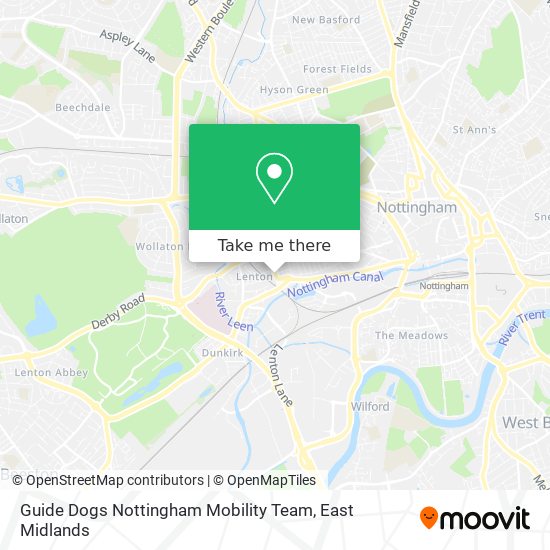 Guide Dogs Nottingham Mobility Team map