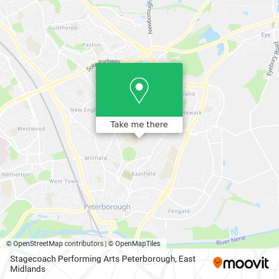 Stagecoach Performing Arts Peterborough map