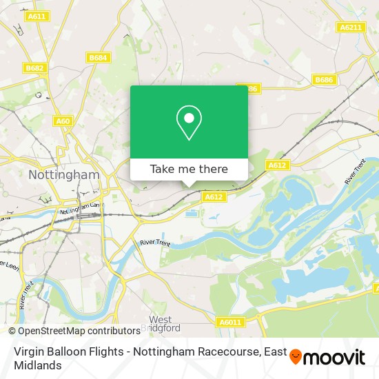 Virgin Balloon Flights - Nottingham Racecourse map